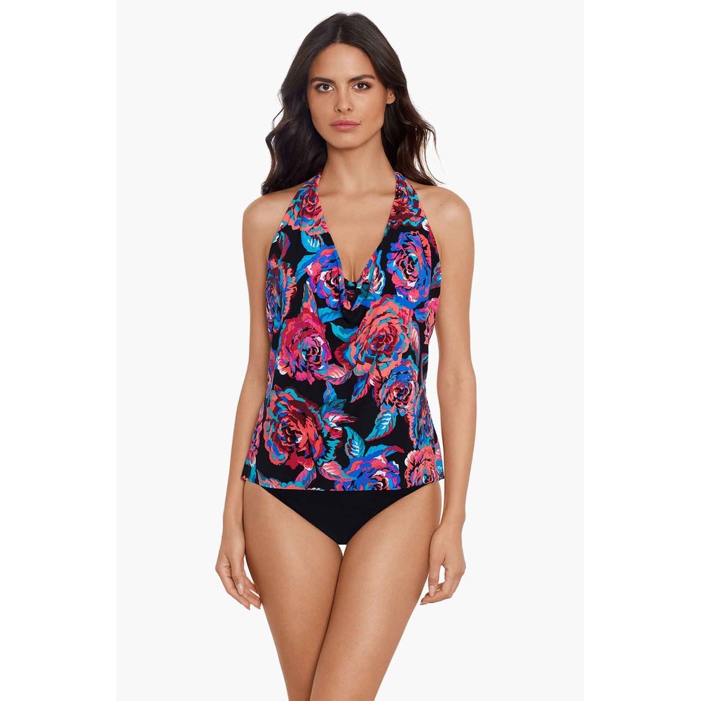 Magicsuit Sophie Tankini Top Sonic Blooms Floral Cowl Neck Underwire Size 10 NEW